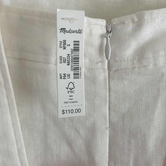 NWT Madewell Linen-Cotton Princess-Seamed White Midi Dress S - Picture 11 of 12